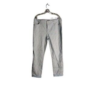 NYDJ Rachel Roll Cuff Ankle Blue Paisley Print Denim Jeans Size  14